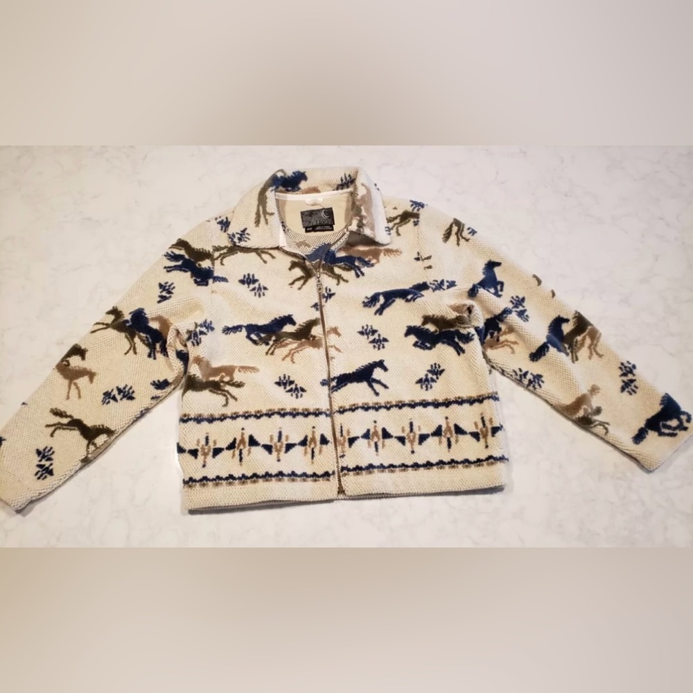 Tsunami Fleece Womens Jacket Horse Western Pattern Size M